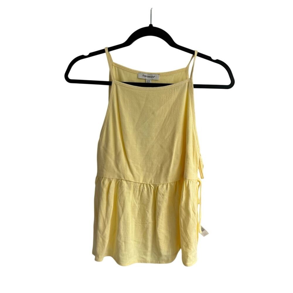 Francesca’s Yellow Linen Blend Side Tie Cami Tank Top XS